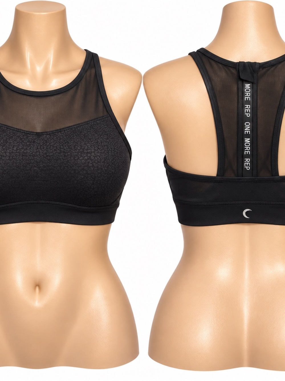 ZYIA Black High-Neck Mesh Racerback Sports Bra